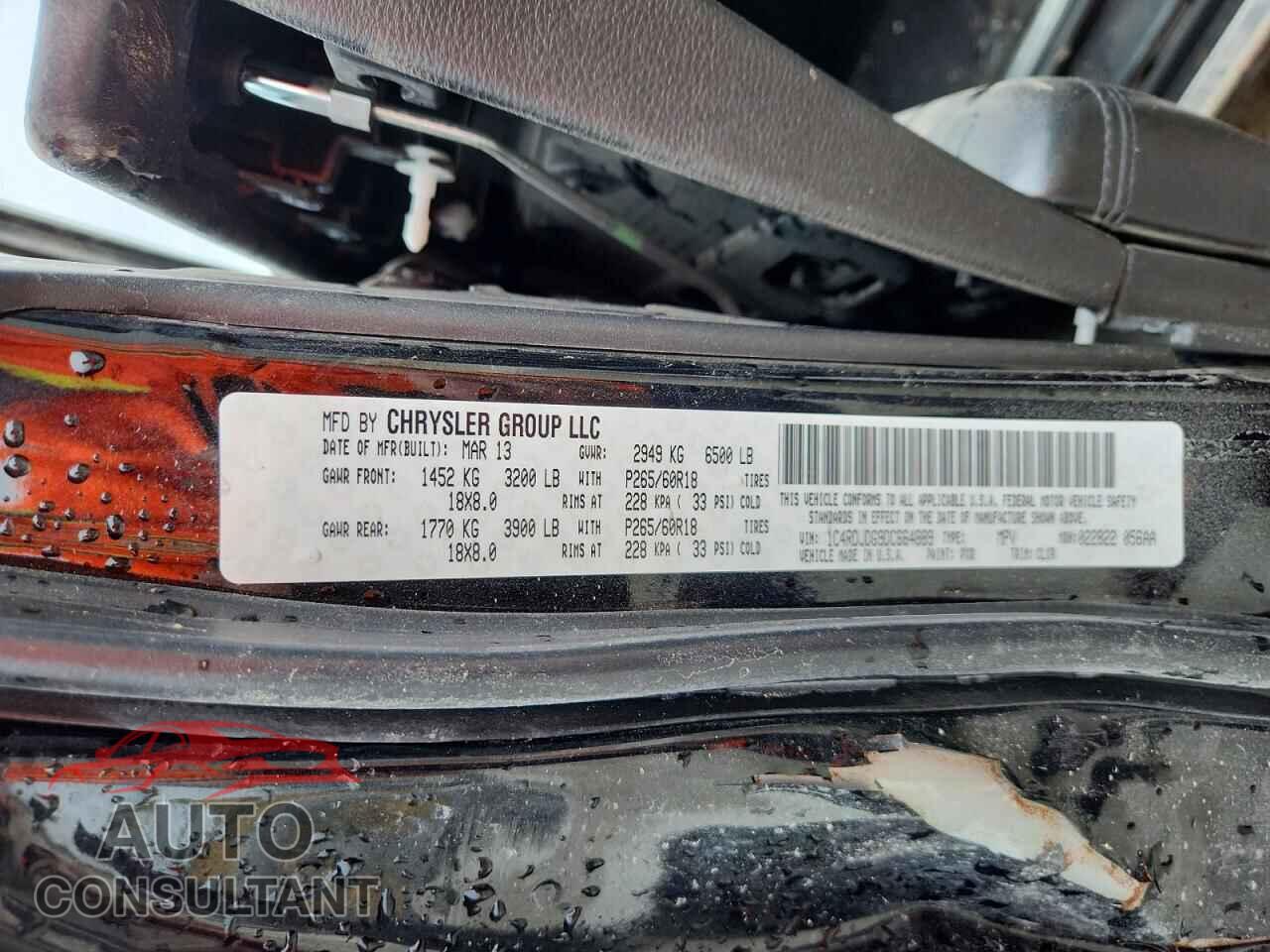 DODGE DURANGO 2013 - 1C4RDJDG9DC664889