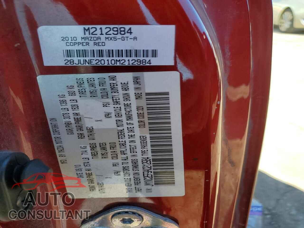 MAZDA MX5 2010 - JM1NC2EF9A0212984
