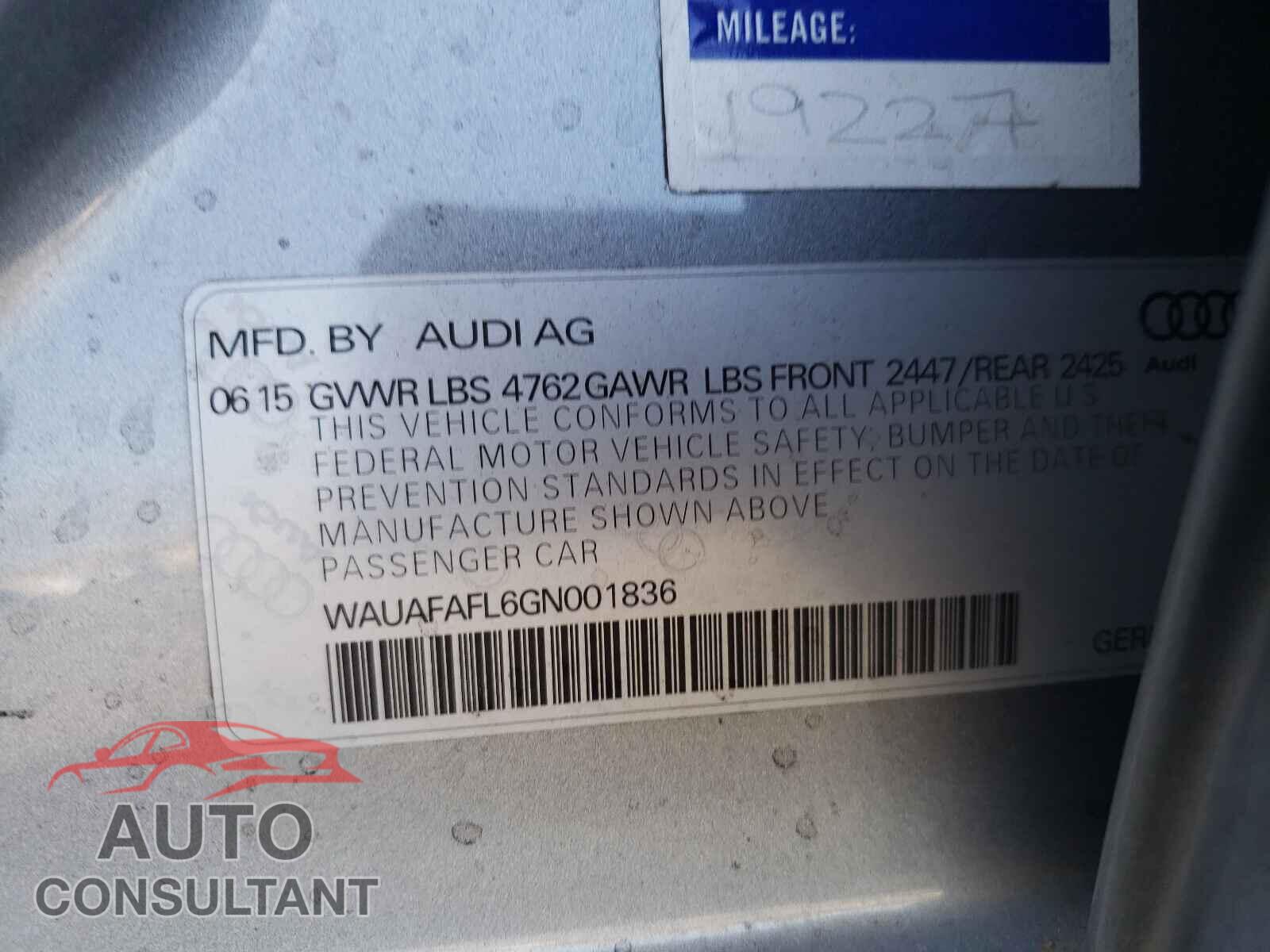 AUDI A4 2016 - WAUAFAFL6GN001836