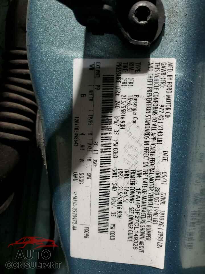 FORD FOCUS 2012 - 1FAHP3F27CL149328