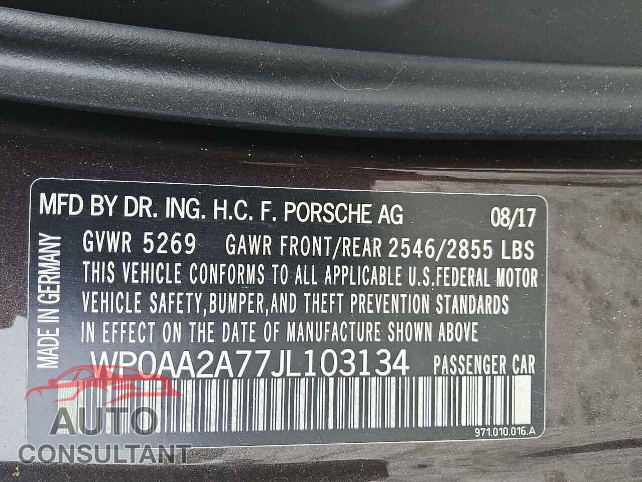 PORSCHE PANAMERA 2018 - WP0AA2A77JL103134