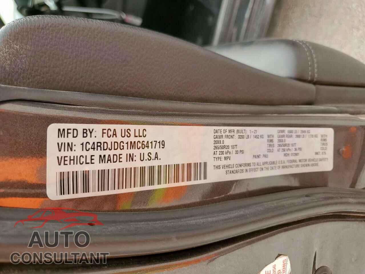 DODGE DURANGO 2021 - 1C4RDJDG1MC641719