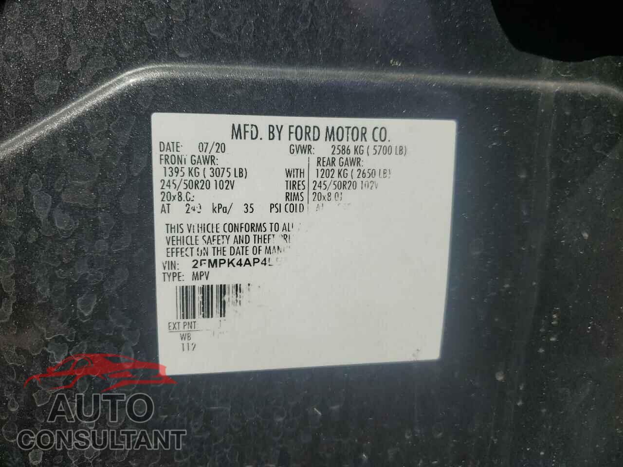 FORD EDGE 2020 - 2FMPK4AP4LBB02640
