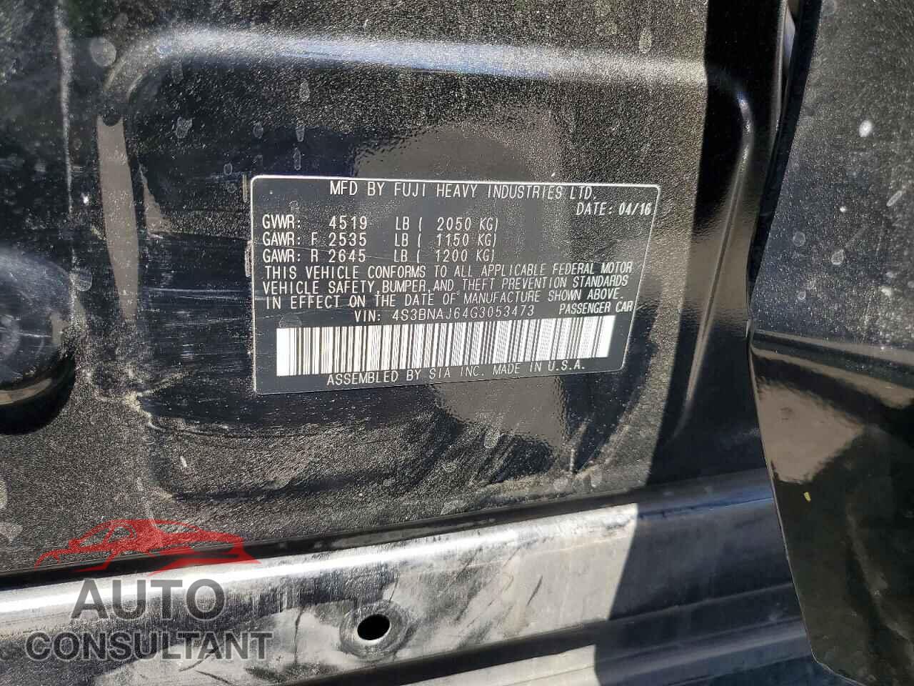 SUBARU LEGACY 2016 - 4S3BNAJ64G3053473