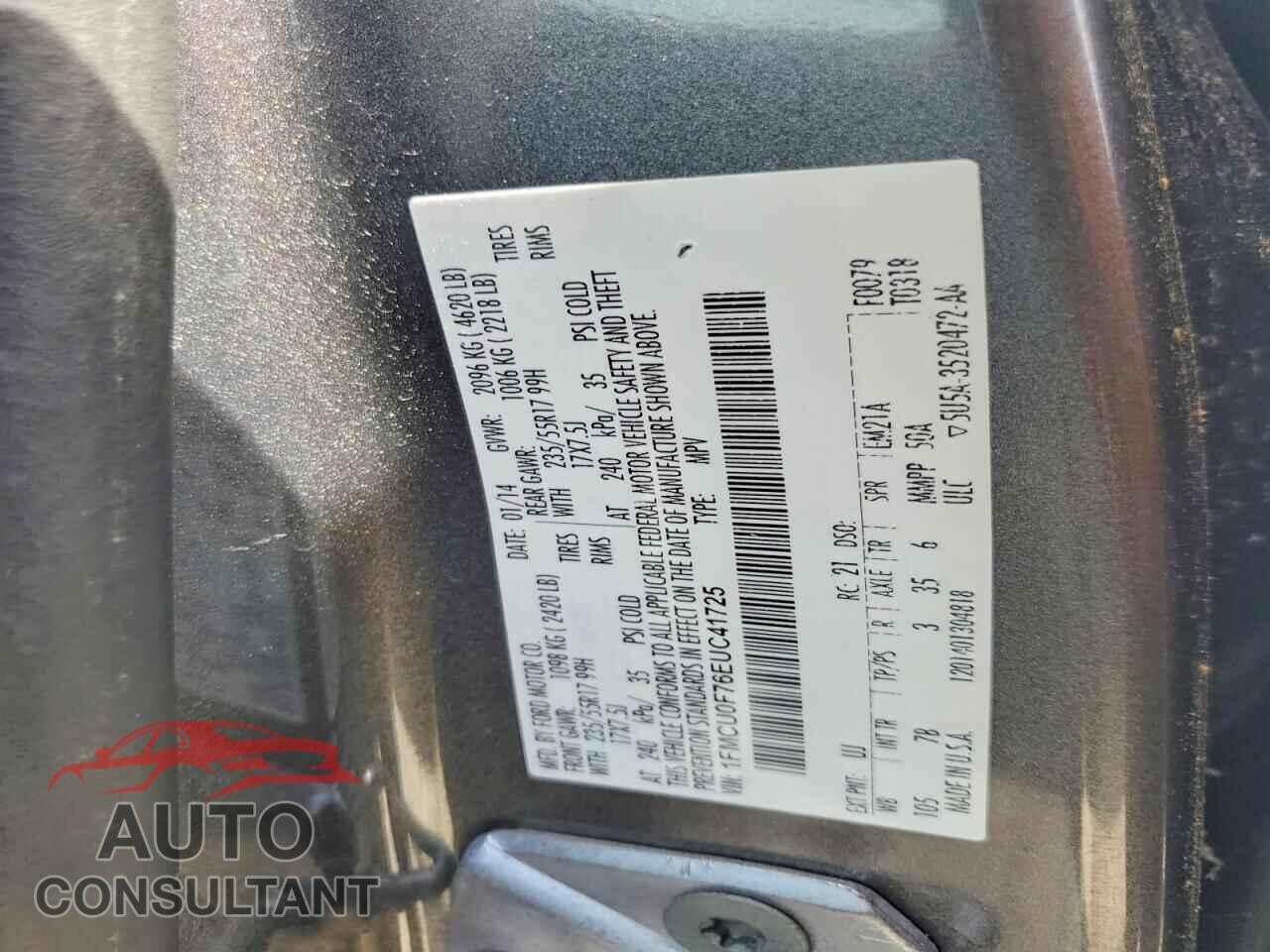 FORD ESCAPE 2014 - 1FMCU0F76EUC41725