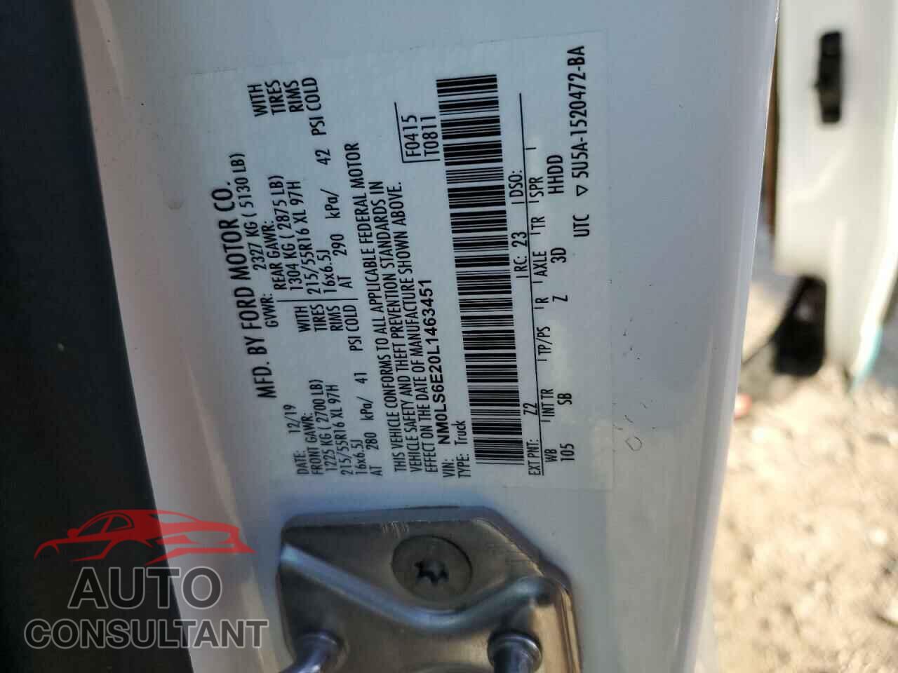 FORD TRANSIT 2020 - NM0LS6E20L1463451