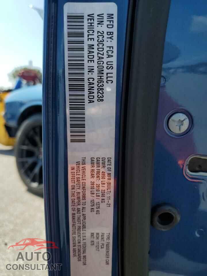 DODGE CHALLENGER 2021 - 2C3CDZAG0MH638238