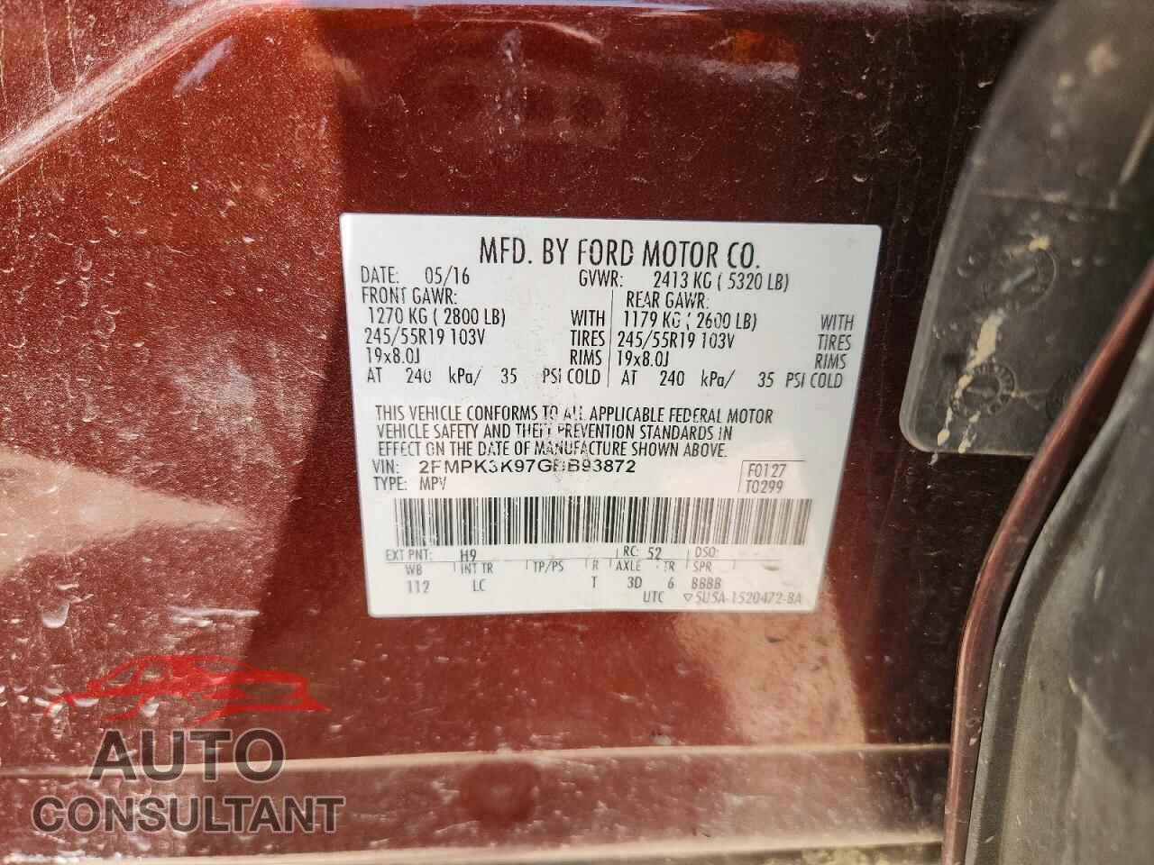 FORD EDGE 2016 - 2FMPK3K97GBB93872