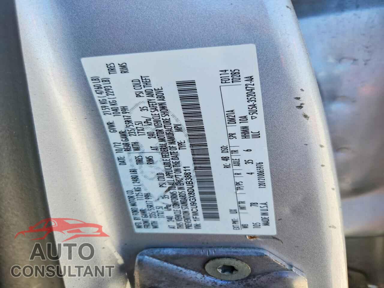 FORD ESCAPE 2013 - 1FMCU9GX8DUB38811