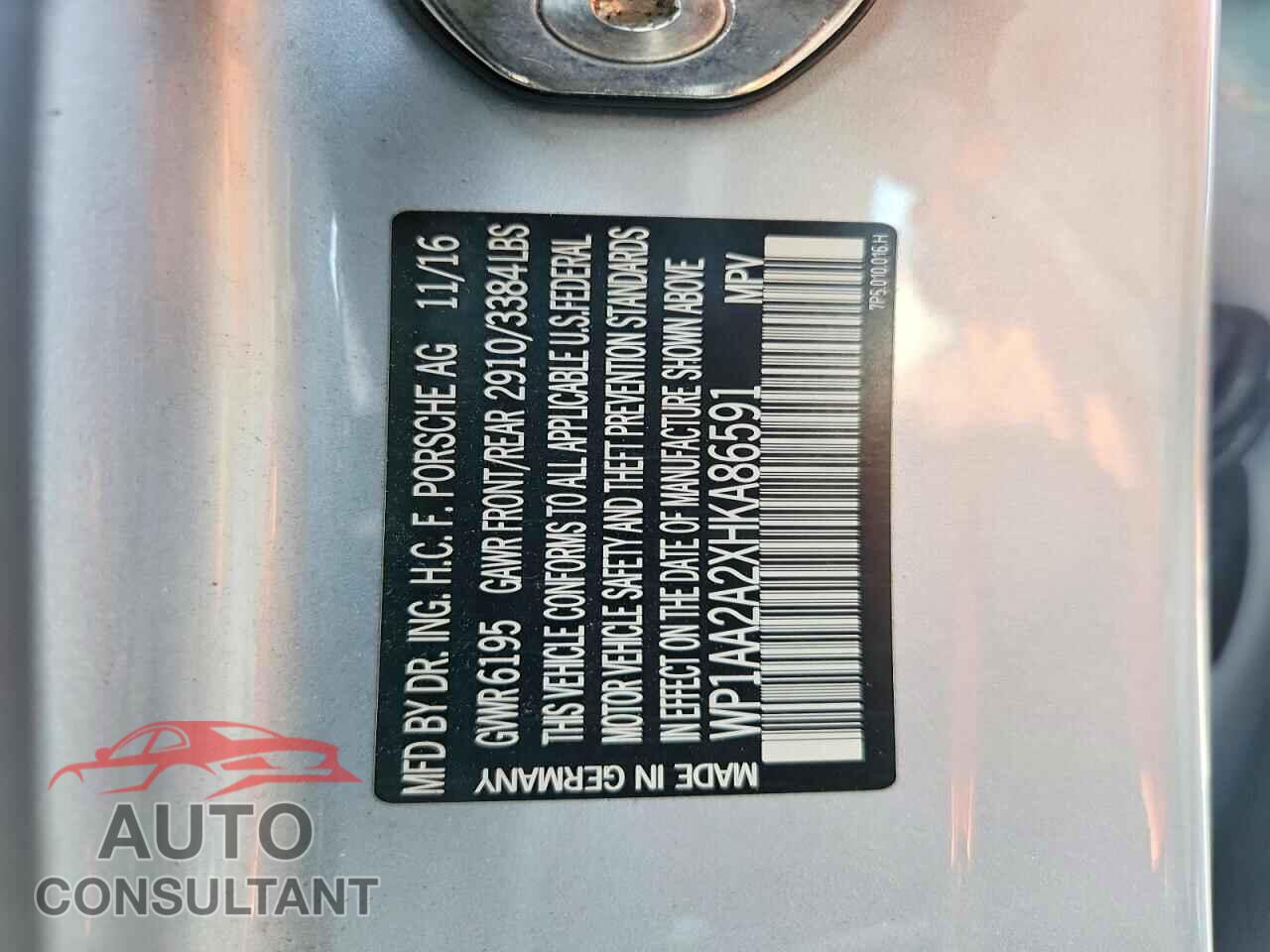 PORSCHE CAYENNE 2017 - WP1AA2A2XHKA86591