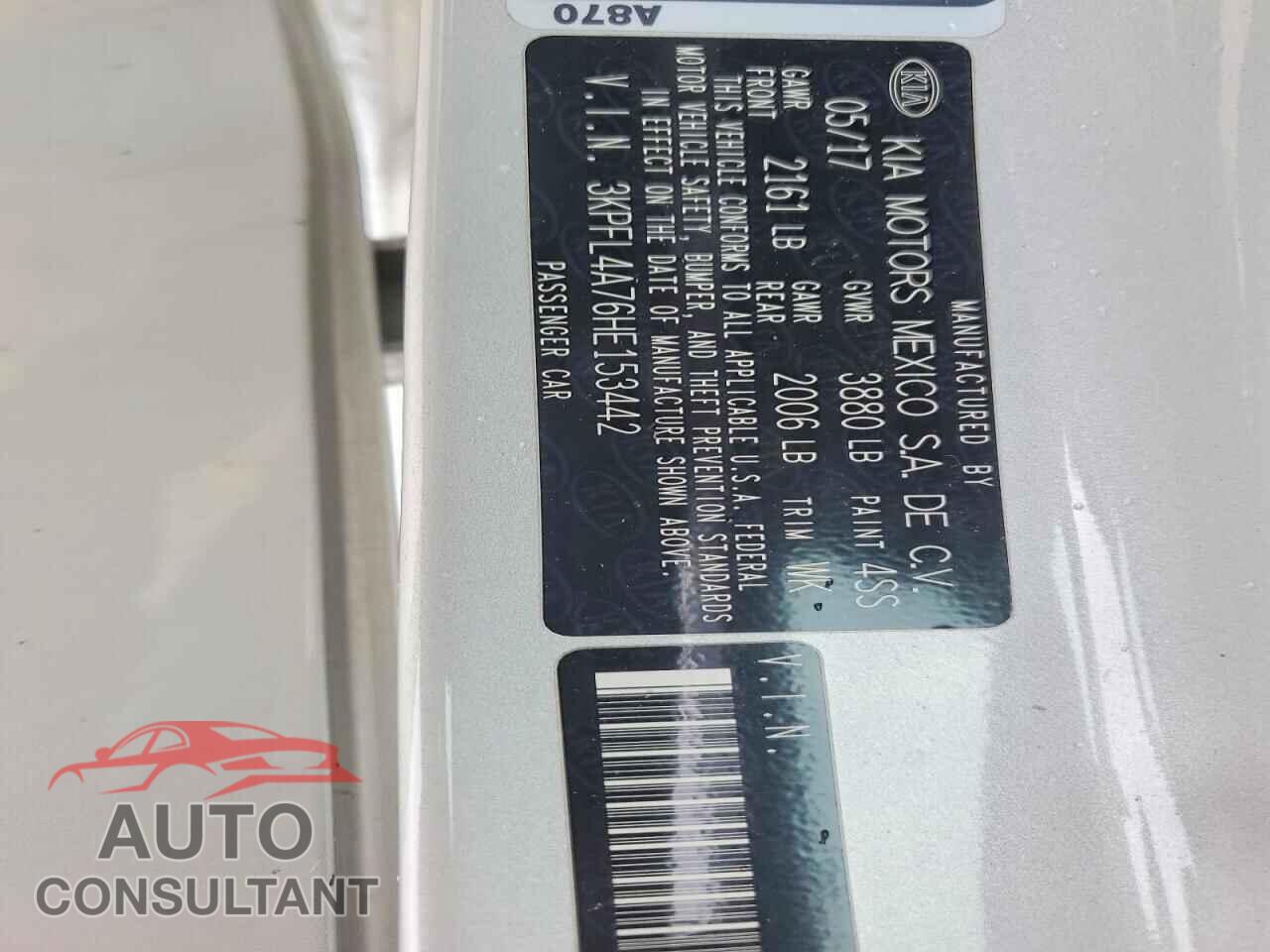 KIA FORTE 2017 - 3KPFL4A76HE153442