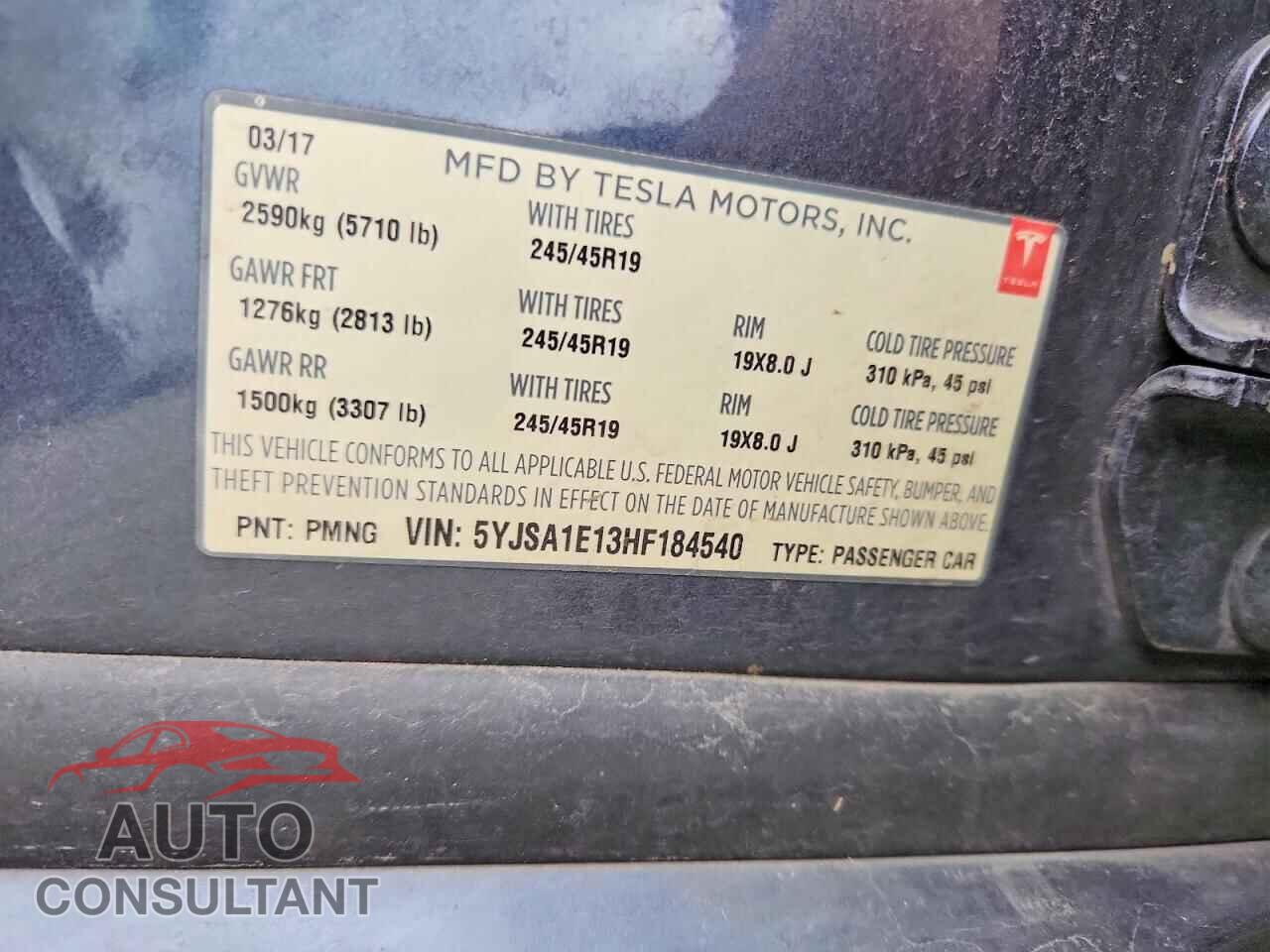 TESLA MODEL S 2017 - 5YJSA1E13HF184540