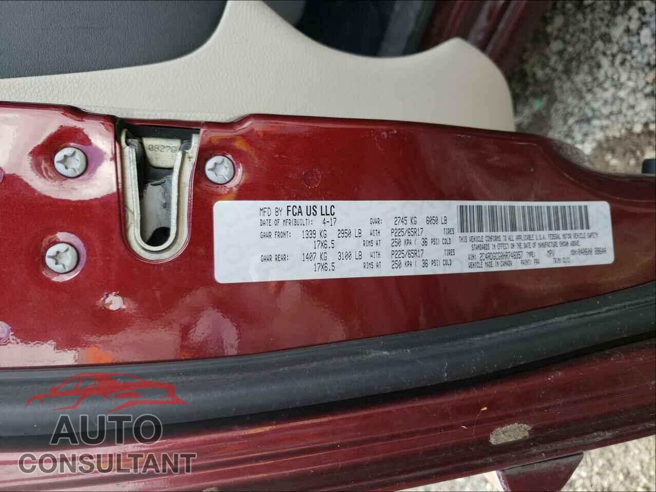 DODGE GRAND CARA 2017 - 2C4RDGCG0HR748357