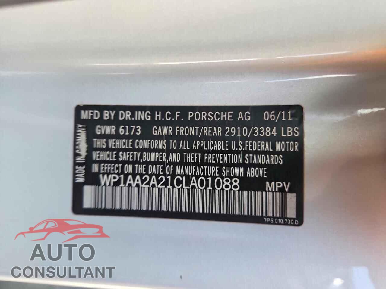 PORSCHE CAYENNE 2012 - WP1AA2A21CLA01088