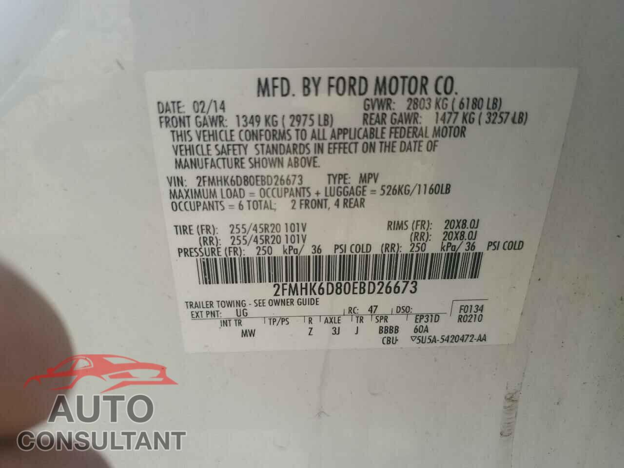 FORD FLEX 2014 - 2FMHK6D80EBD26673