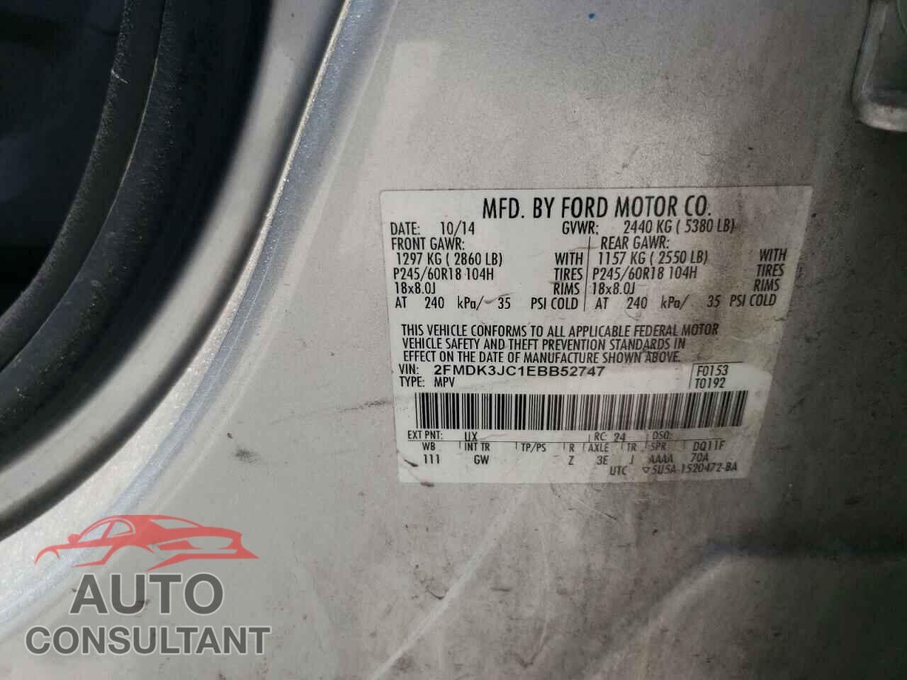 FORD EDGE 2014 - 2FMDK3JC1EBB52747