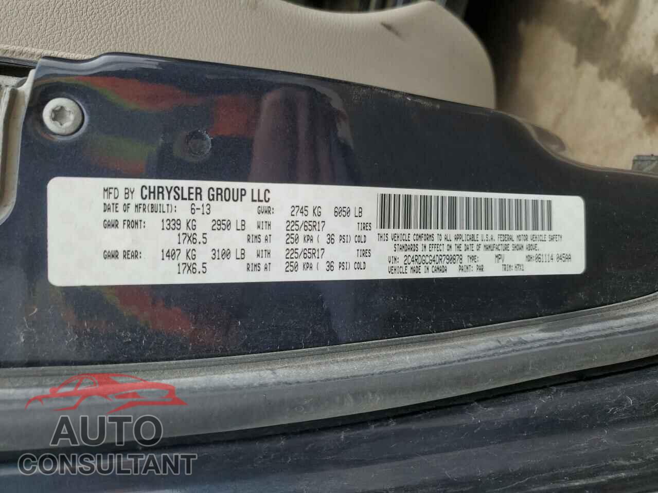 DODGE CARAVAN 2013 - 2C4RDGCG4DR790878