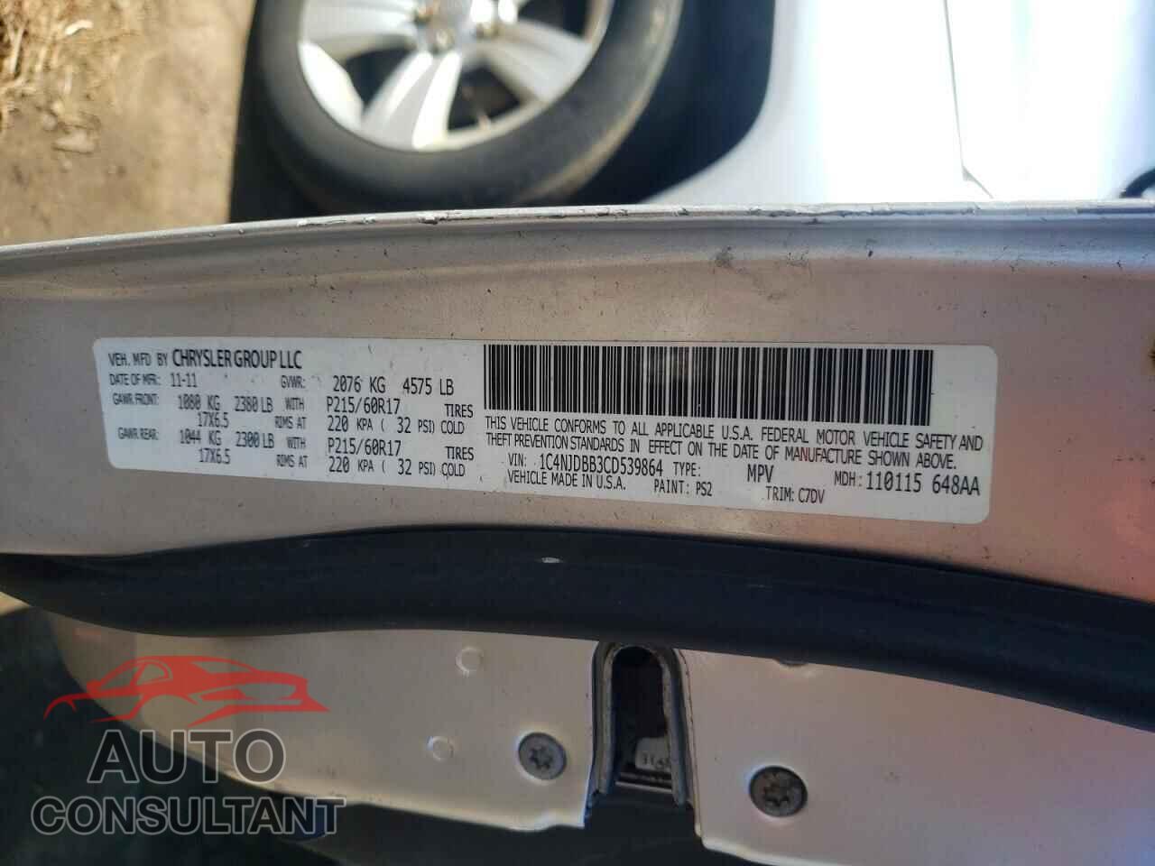 JEEP COMPASS 2012 - 1C4NJDBB3CD539864