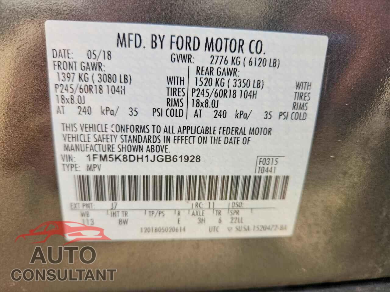 FORD EXPLORER 2018 - 1FM5K8DH1JGB61928