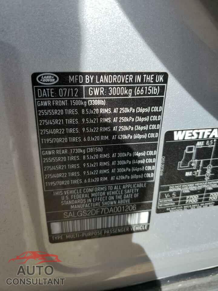 LAND ROVER RANGEROVER 2013 - SALGS2DF7DA001206