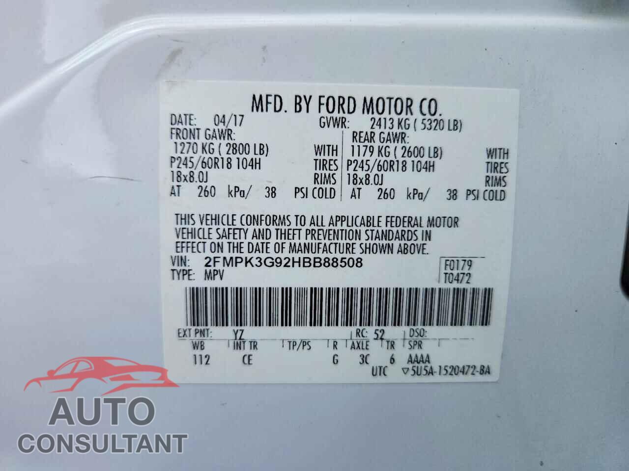 FORD EDGE 2017 - 2FMPK3G92HBB88508