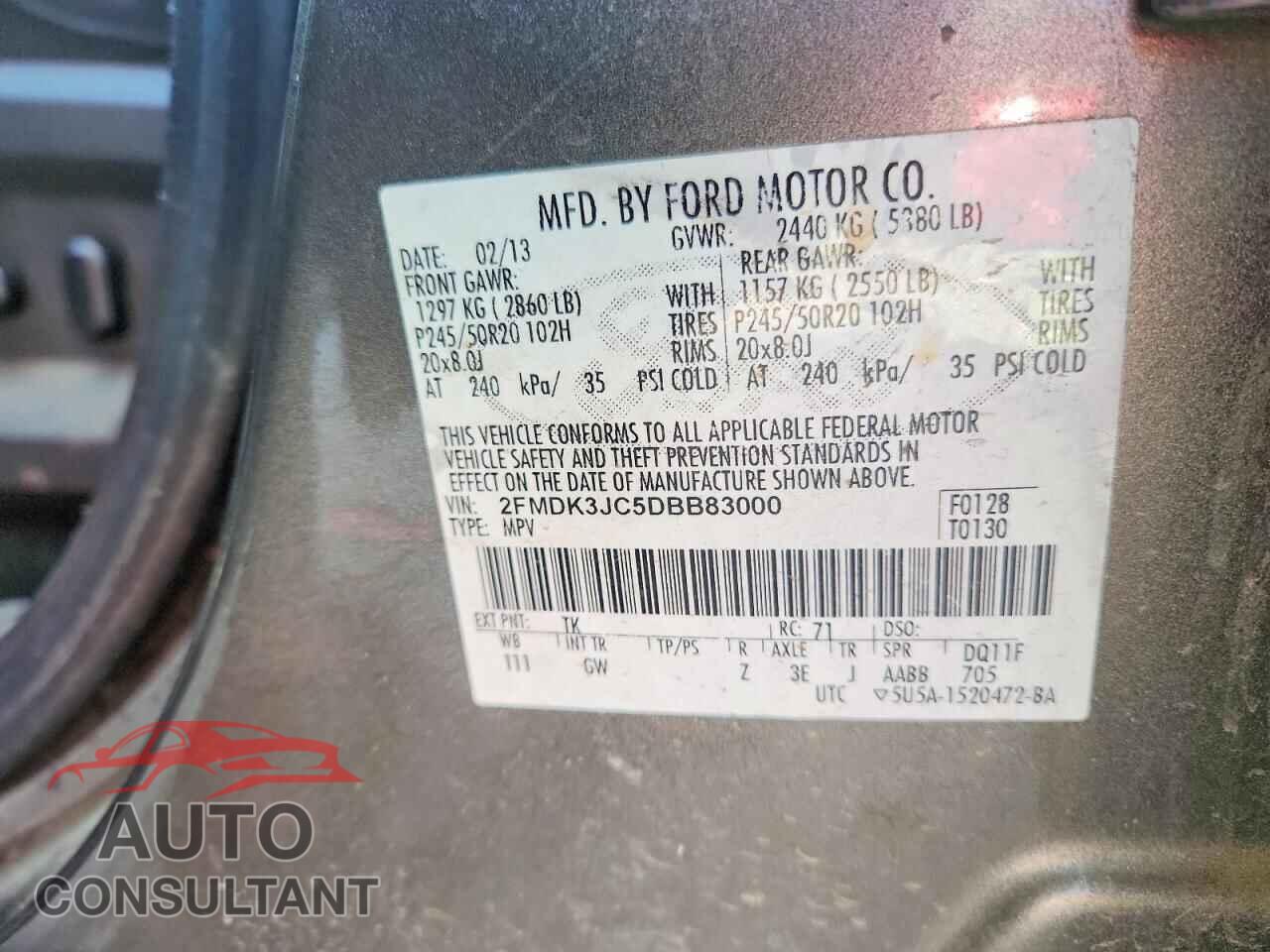 FORD EDGE 2013 - 2FMDK3JC5DBB83000