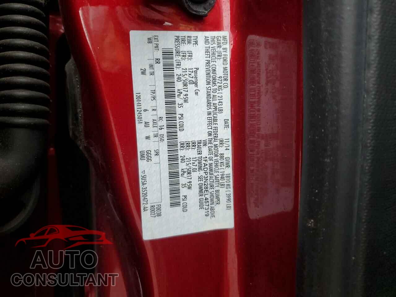 FORD FOCUS 2014 - 1FADP3N28EL457319