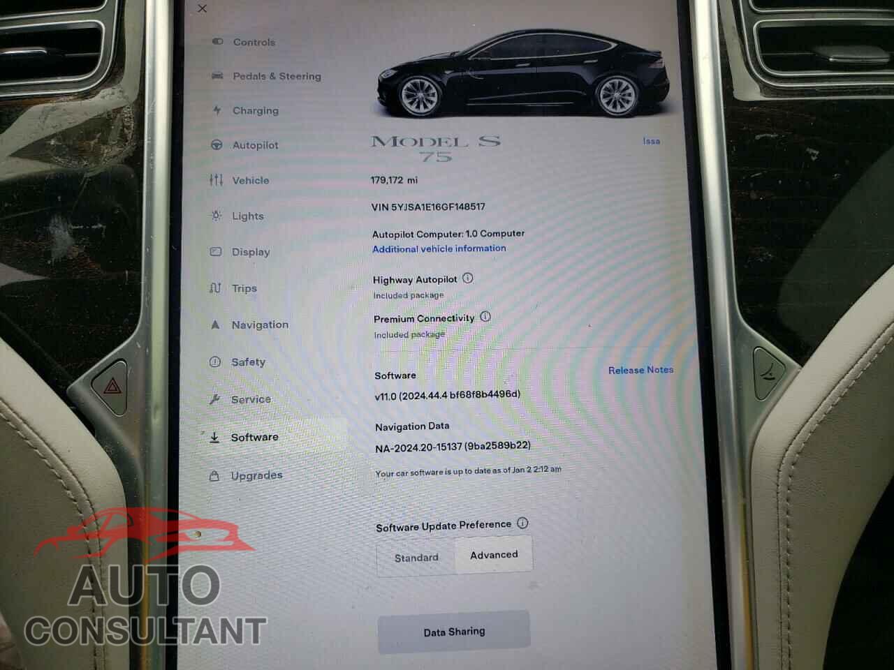 TESLA MODEL S 2016 - 5YJSA1E16GF148517