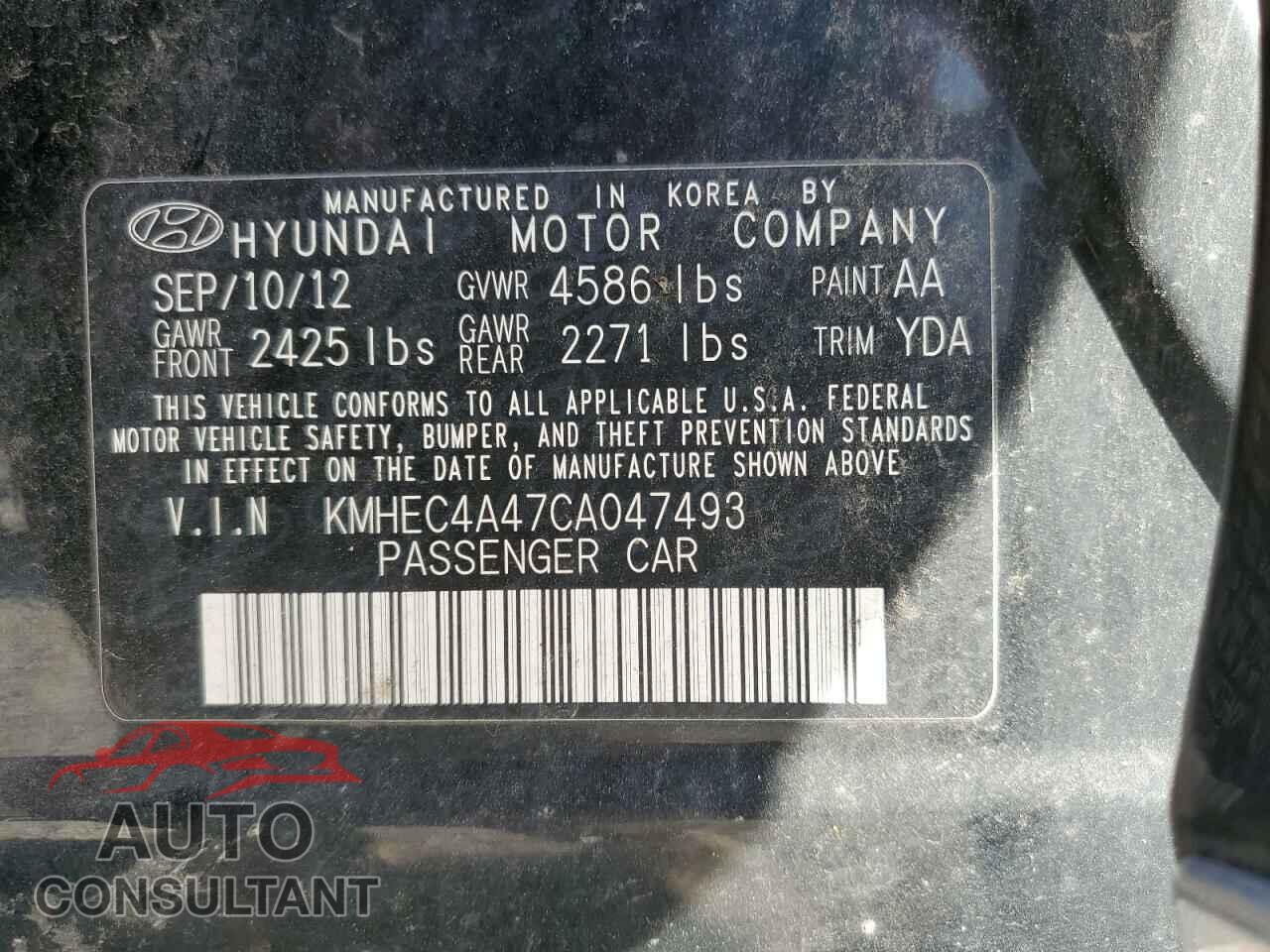HYUNDAI SONATA 2012 - KMHEC4A47CA047493