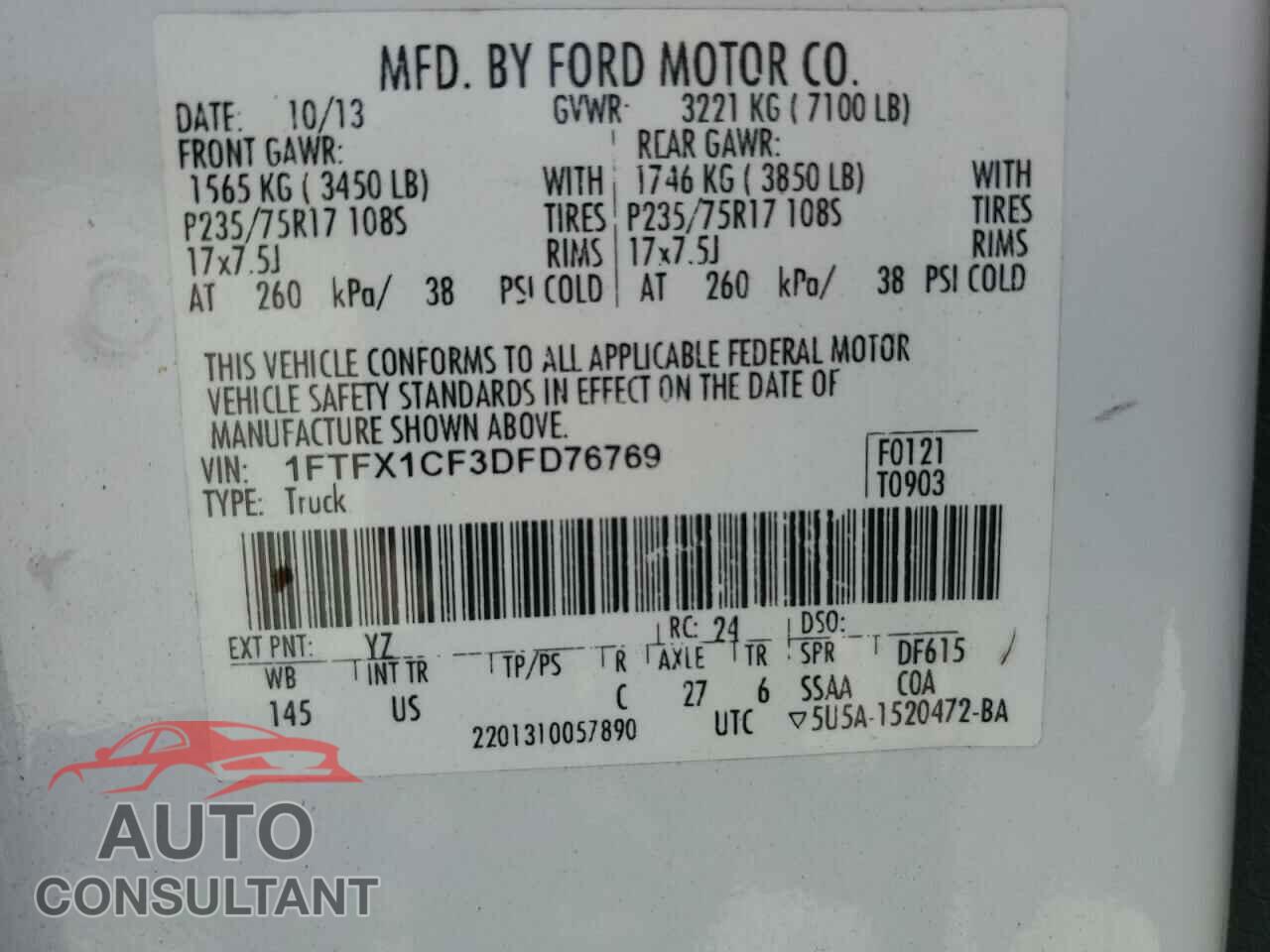 FORD F-150 2013 - 1FTFX1CF3DFD76769