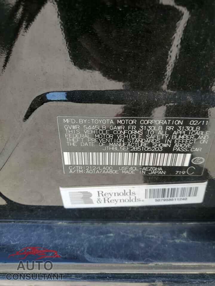 LEXUS LS460 2011 - JTHBL5EF2B5105203