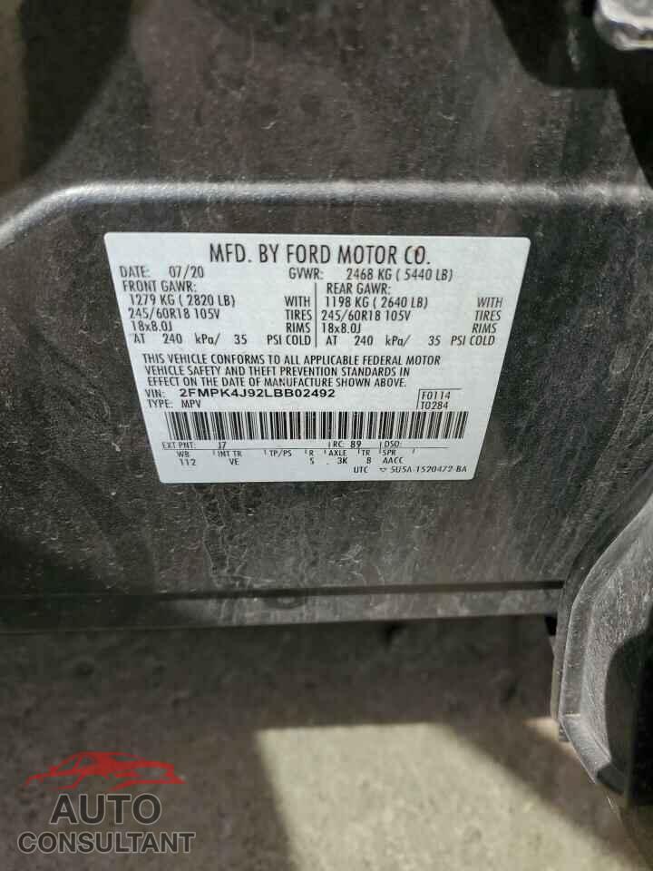 FORD EDGE 2020 - 2FMPK4J92LBB02492