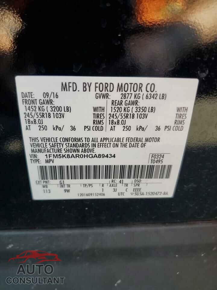 FORD EXPLORER 2017 - 1FM5K8AR0HGA89434