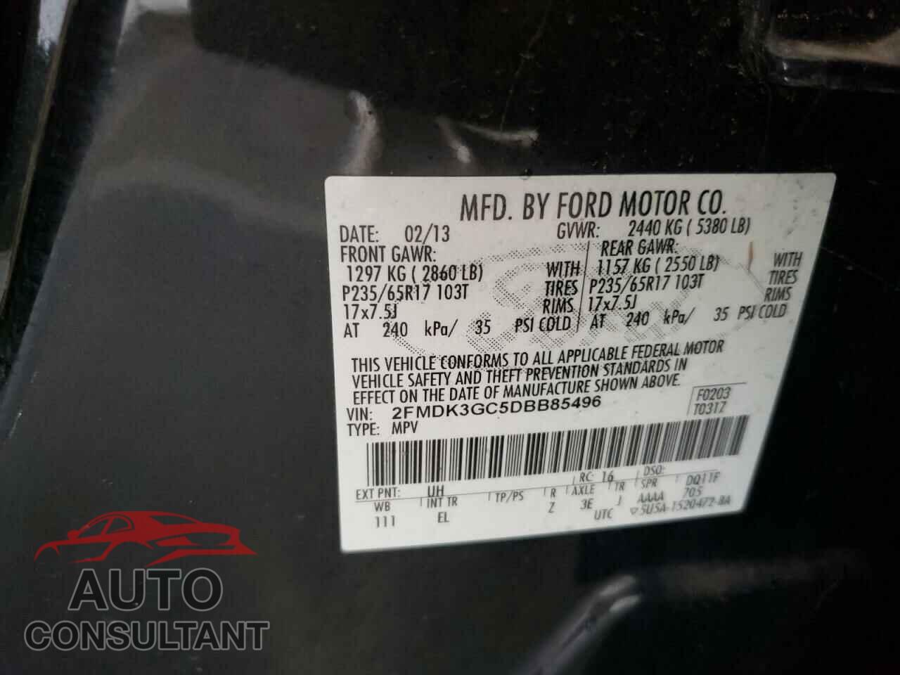 FORD EDGE 2013 - 2FMDK3GC5DBB85496