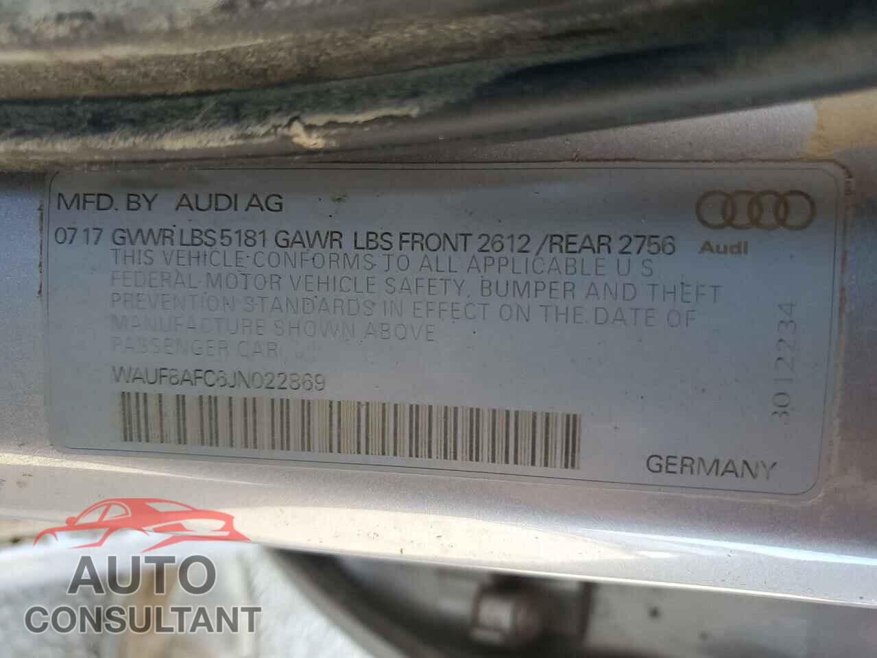 AUDI A6 2018 - WAUF8AFC6JN022869