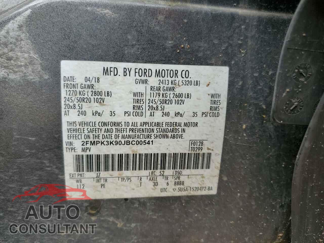 FORD EDGE 2018 - 2FMPK3K90JBC00541