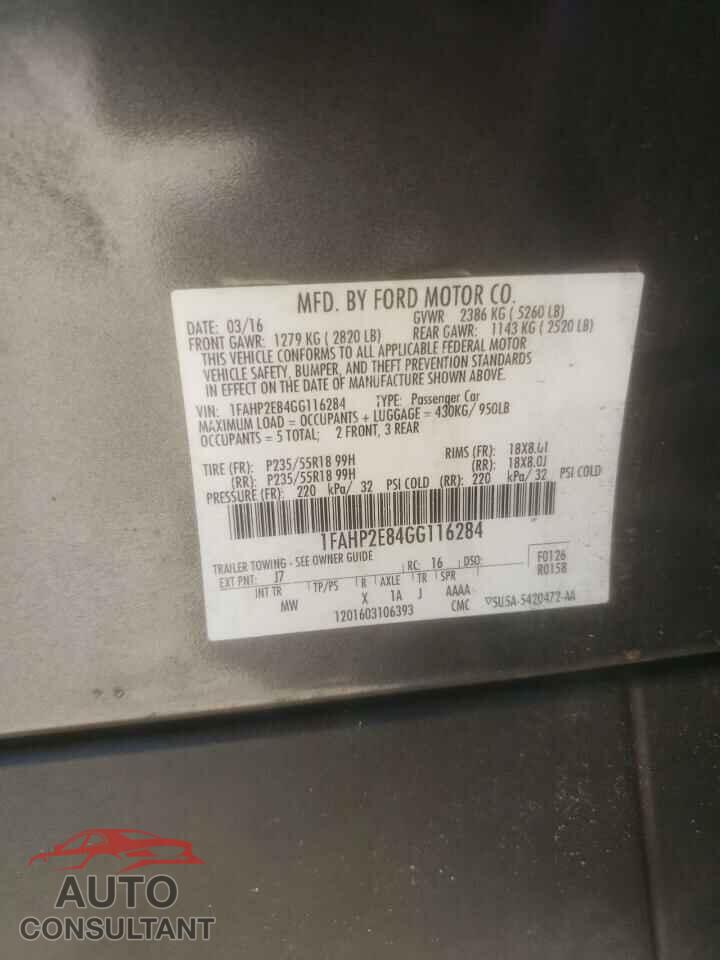 FORD TAURUS 2016 - 1FAHP2E84GG116284