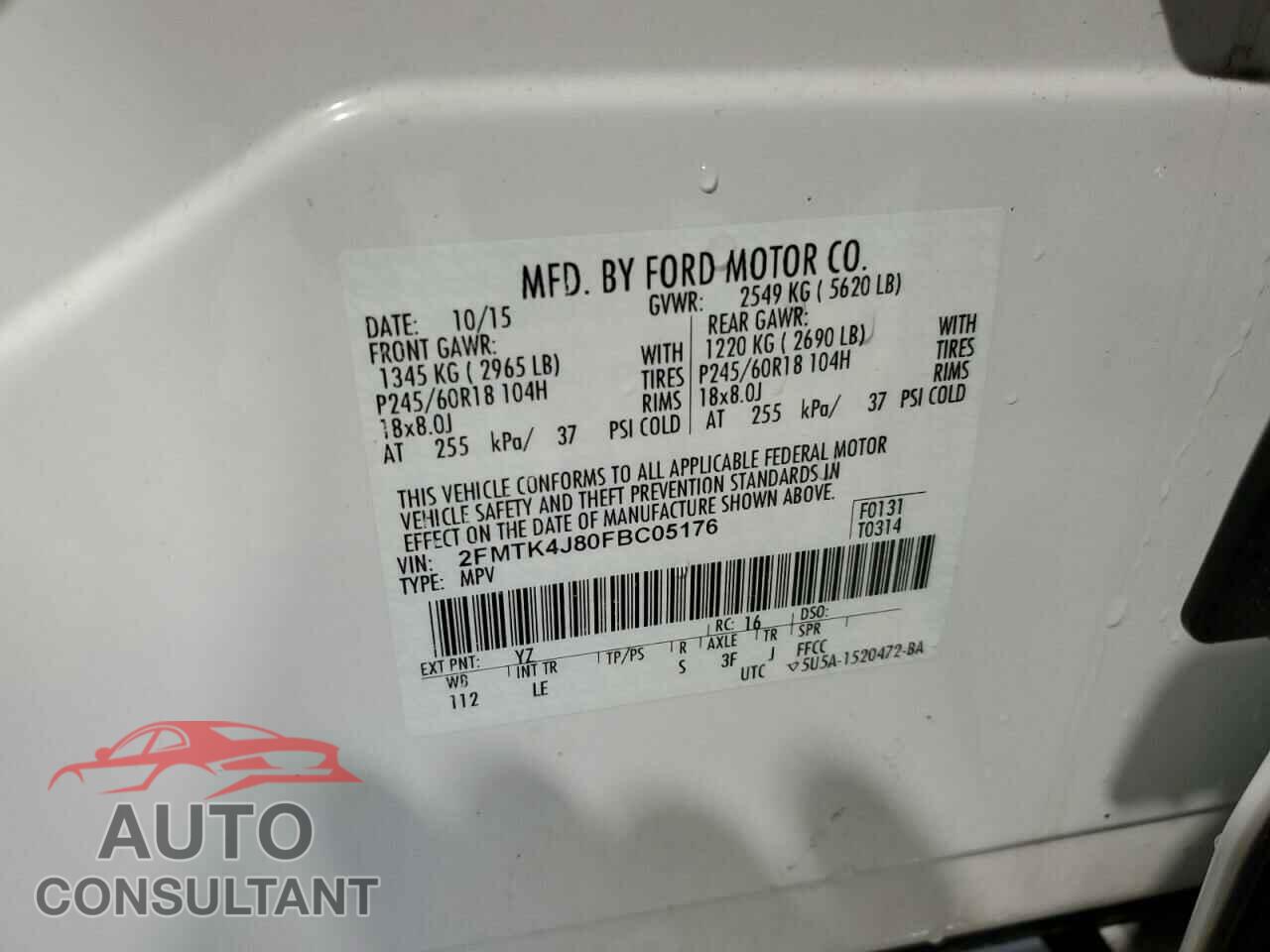 FORD EDGE 2015 - 2FMTK4J80FBC05176