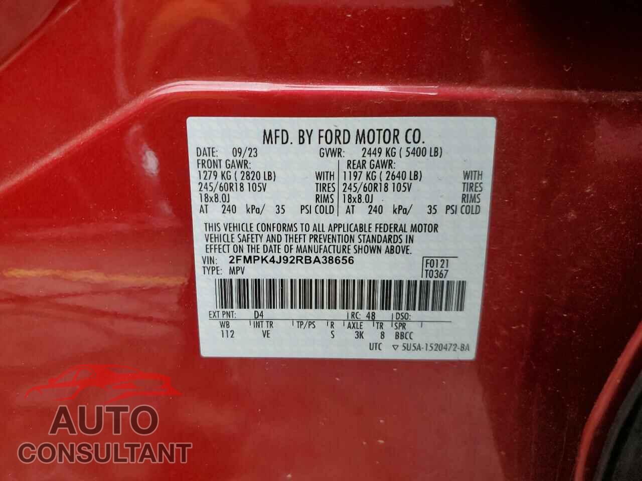 FORD EDGE 2024 - 2FMPK4J92RBA38656