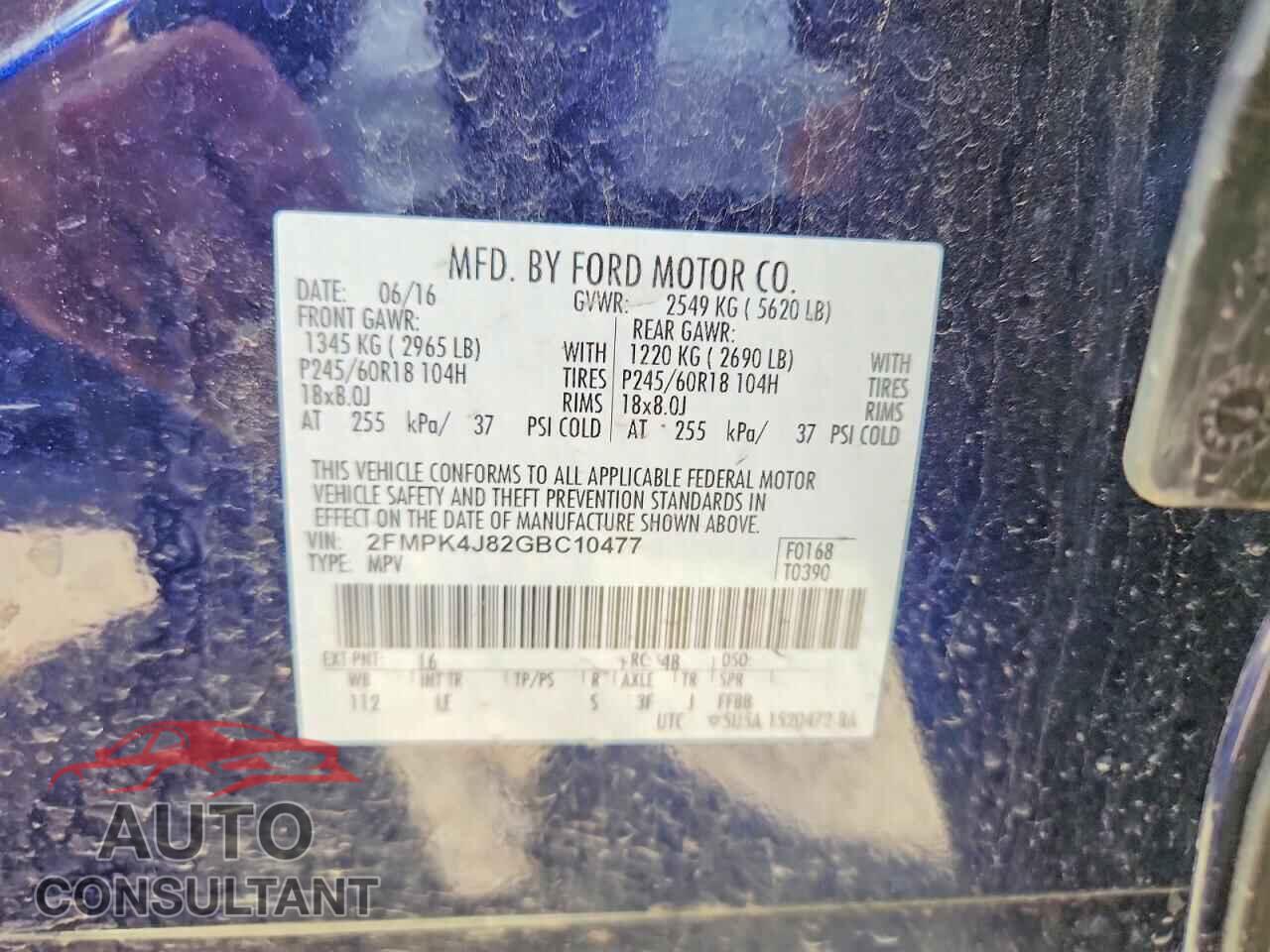 FORD EDGE 2016 - 2FMPK4J82GBC10477