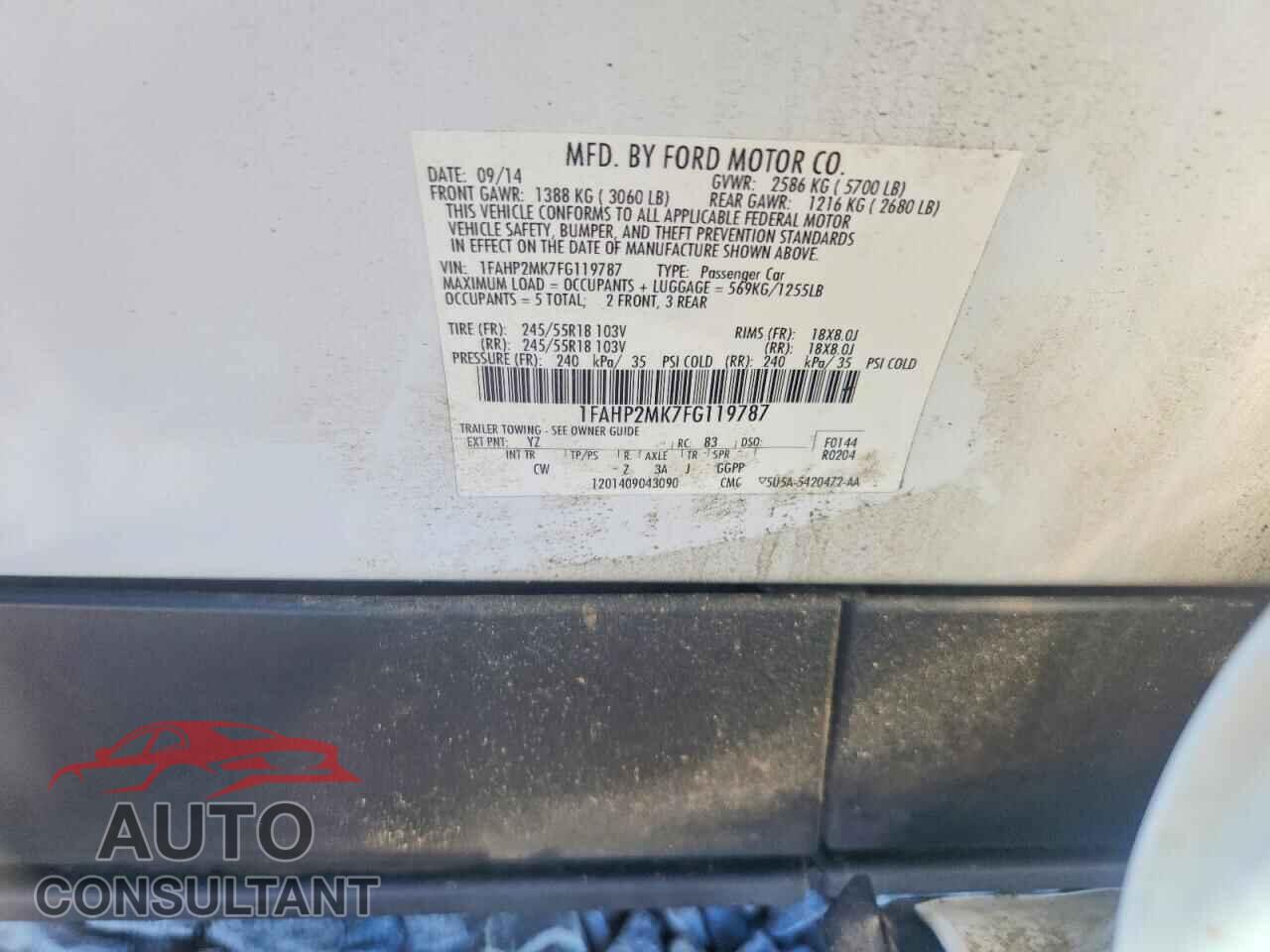 FORD TAURUS 2015 - 1FAHP2MK7FG119787