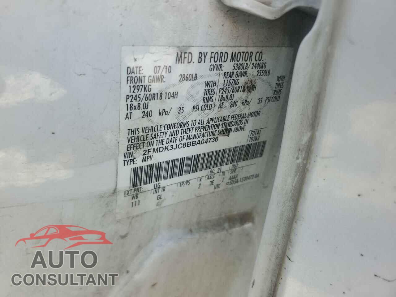 FORD EDGE 2011 - 2FMDK3JC8BBA04736