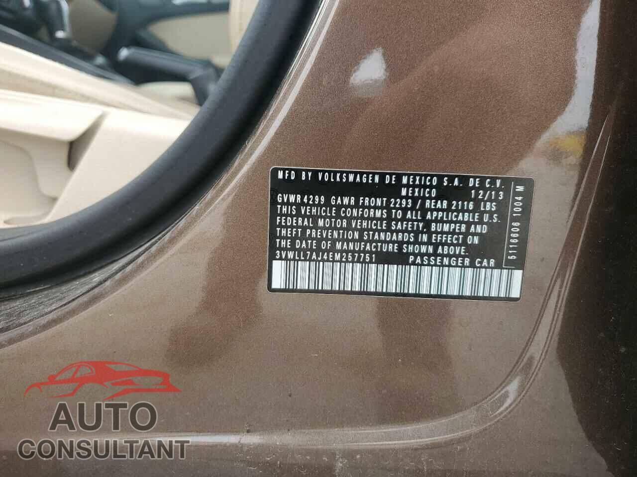 VOLKSWAGEN JETTA 2014 - 3VWLL7AJ4EM257751