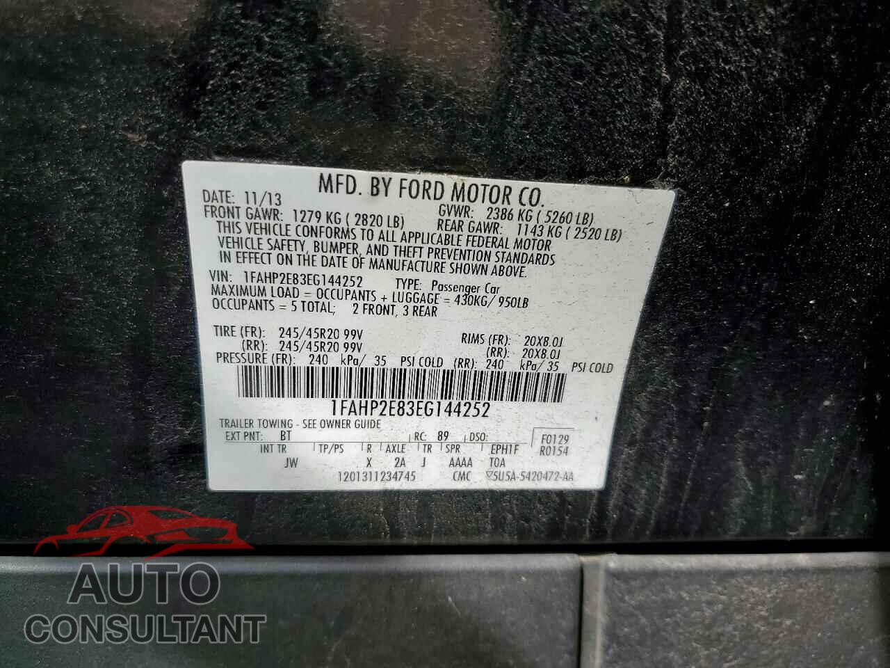 FORD TAURUS 2014 - 1FAHP2E83EG144252