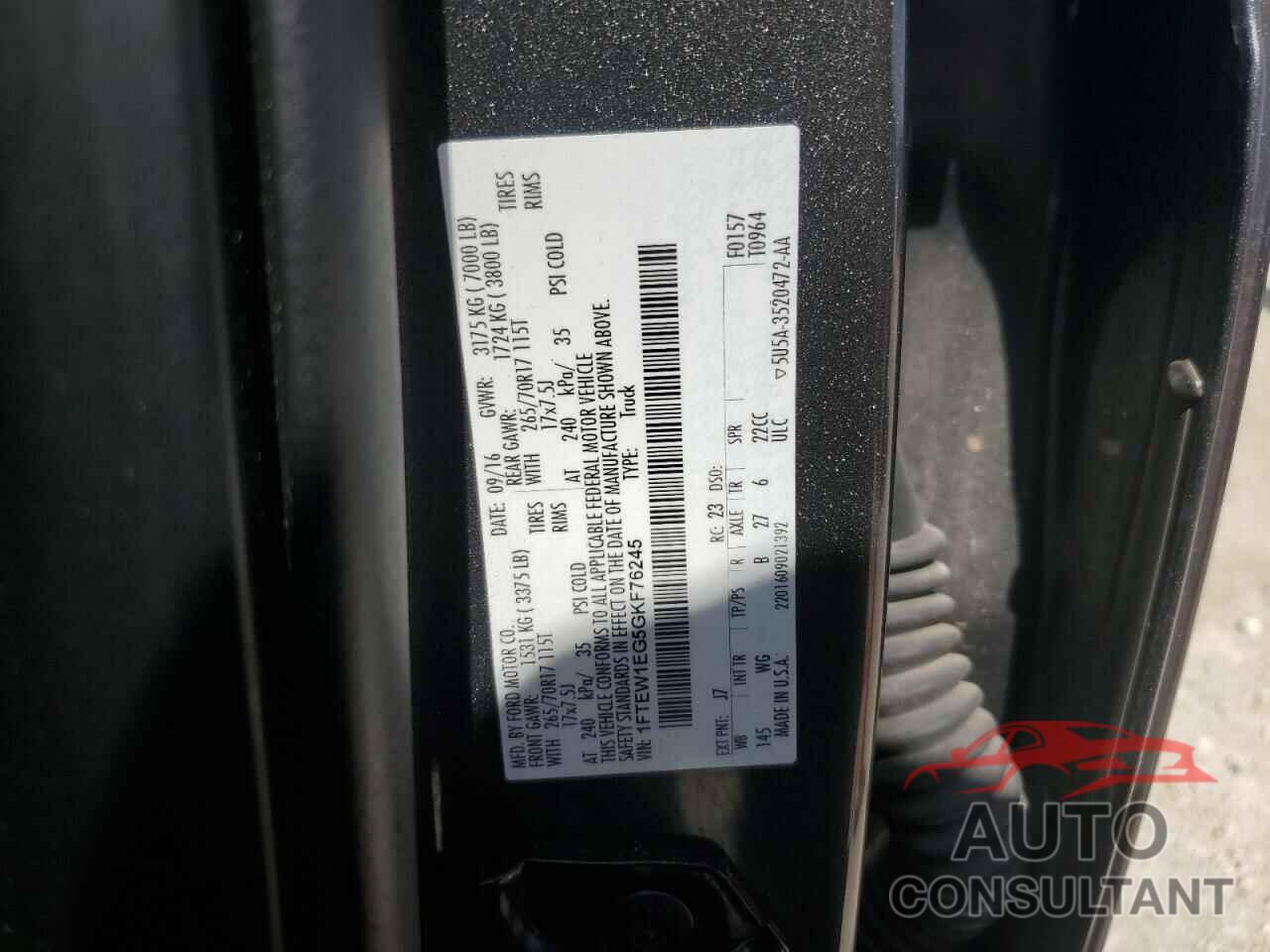 FORD F-150 2016 - 1FTEW1EG5GKF76245