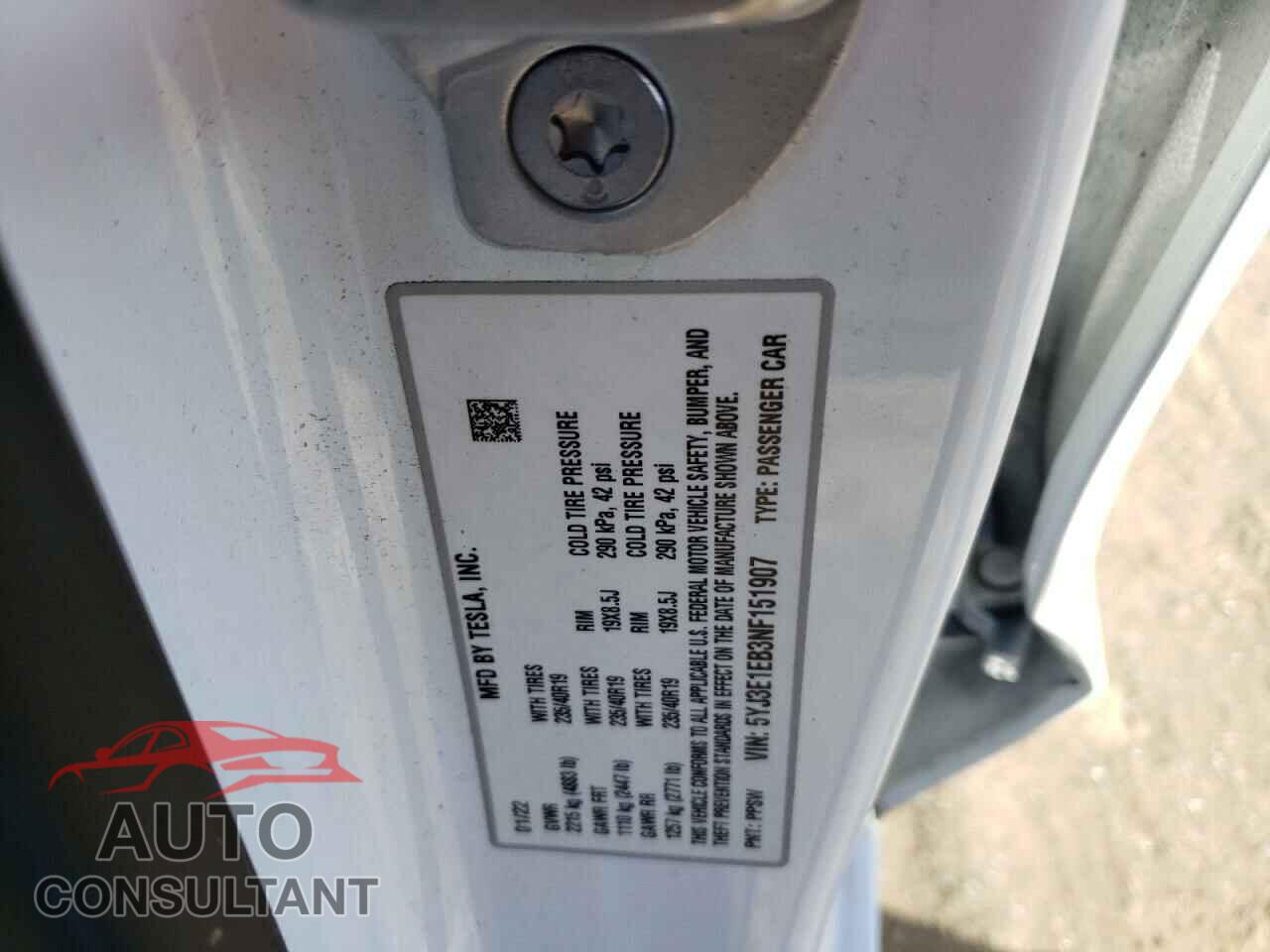 TESLA MODEL 3 2022 - 5YJ3E1EB3NF151907