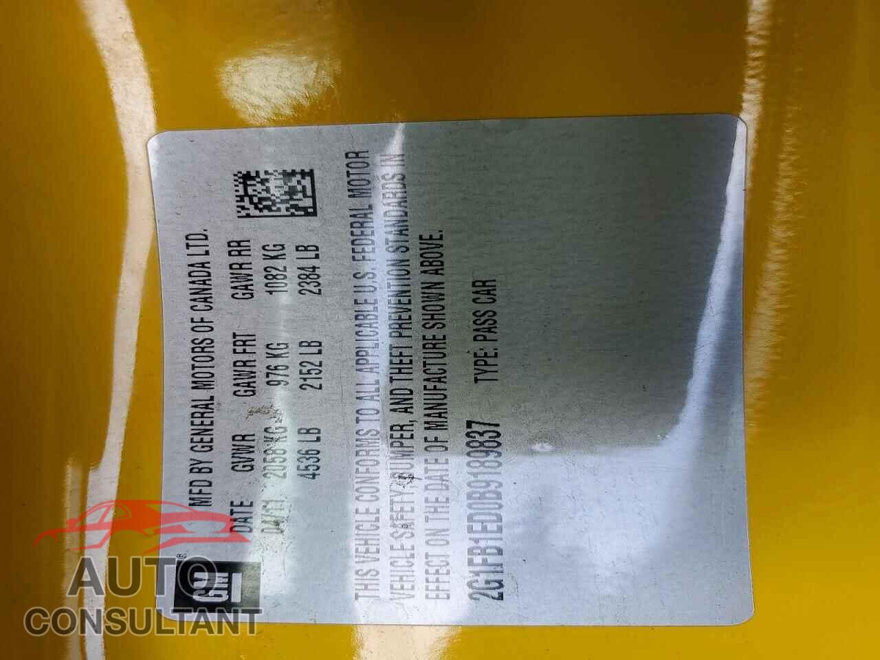 CHEVROLET CAMARO 2011 - 2G1FB1ED0B9189837