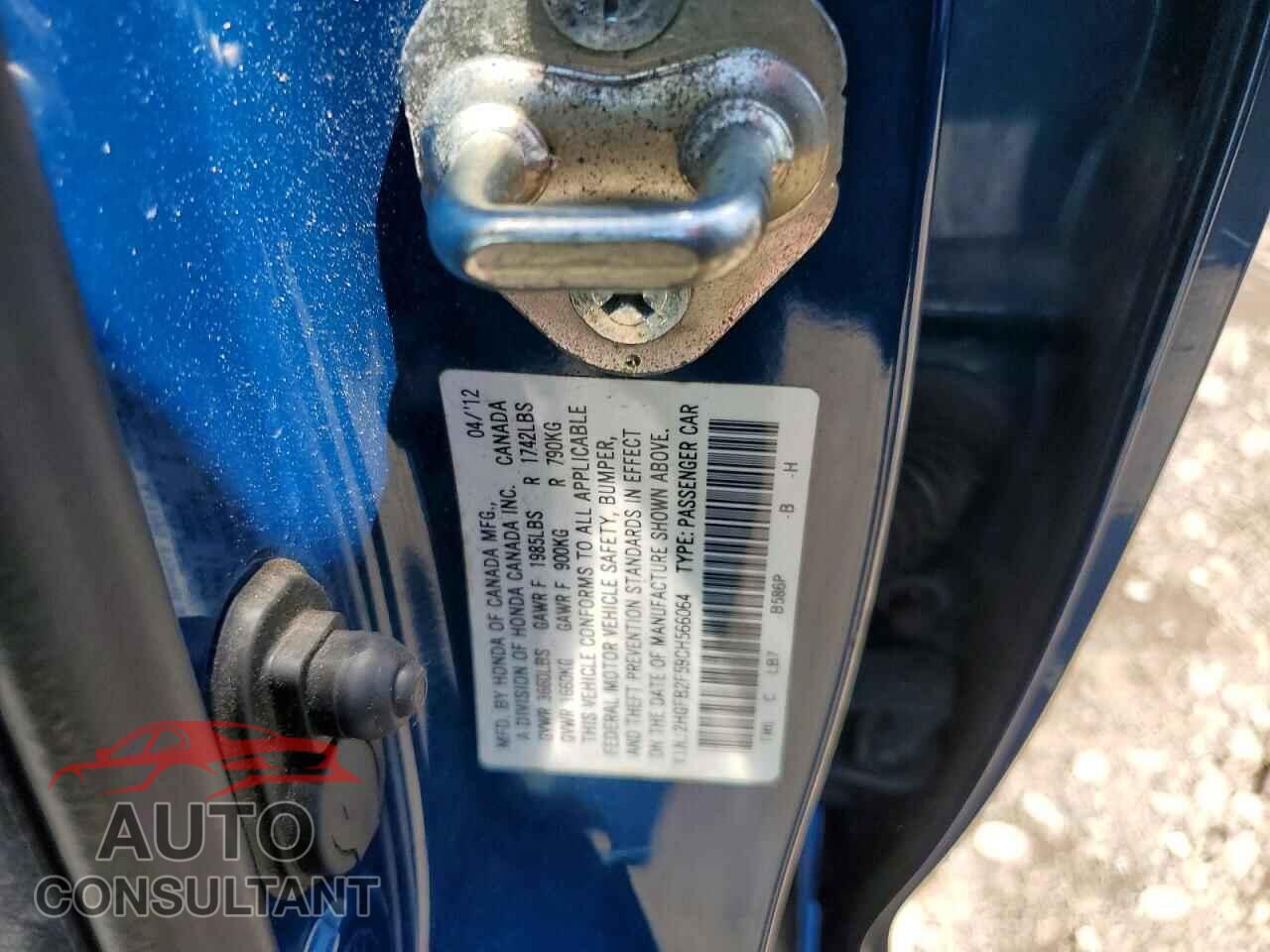HONDA CIVIC 2012 - 2HGFB2F59CH566064