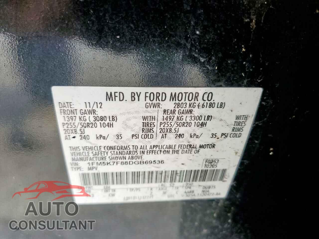 FORD EXPLORER 2013 - 1FM5K7F88DGB69536