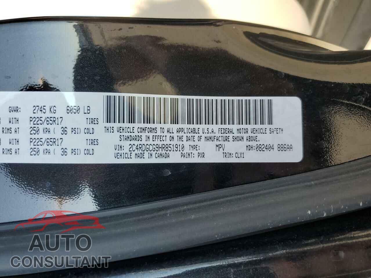 DODGE CARAVAN 2017 - 2C4RDGCG9HR851910